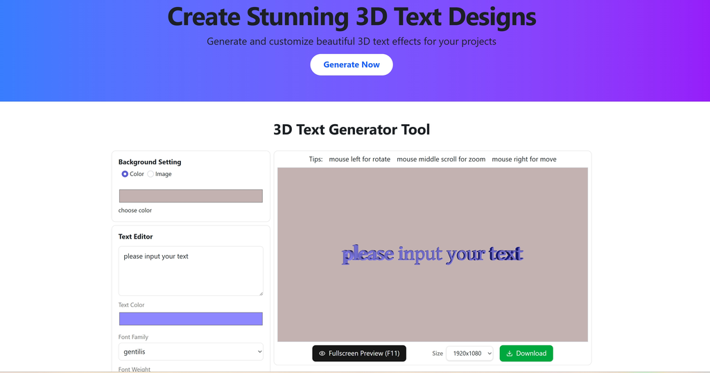 Fast3DText Screenshot
